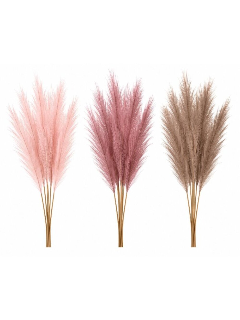 Pampas Grass Decor Set 15 Faux Stems Blush Mauve Taupe
